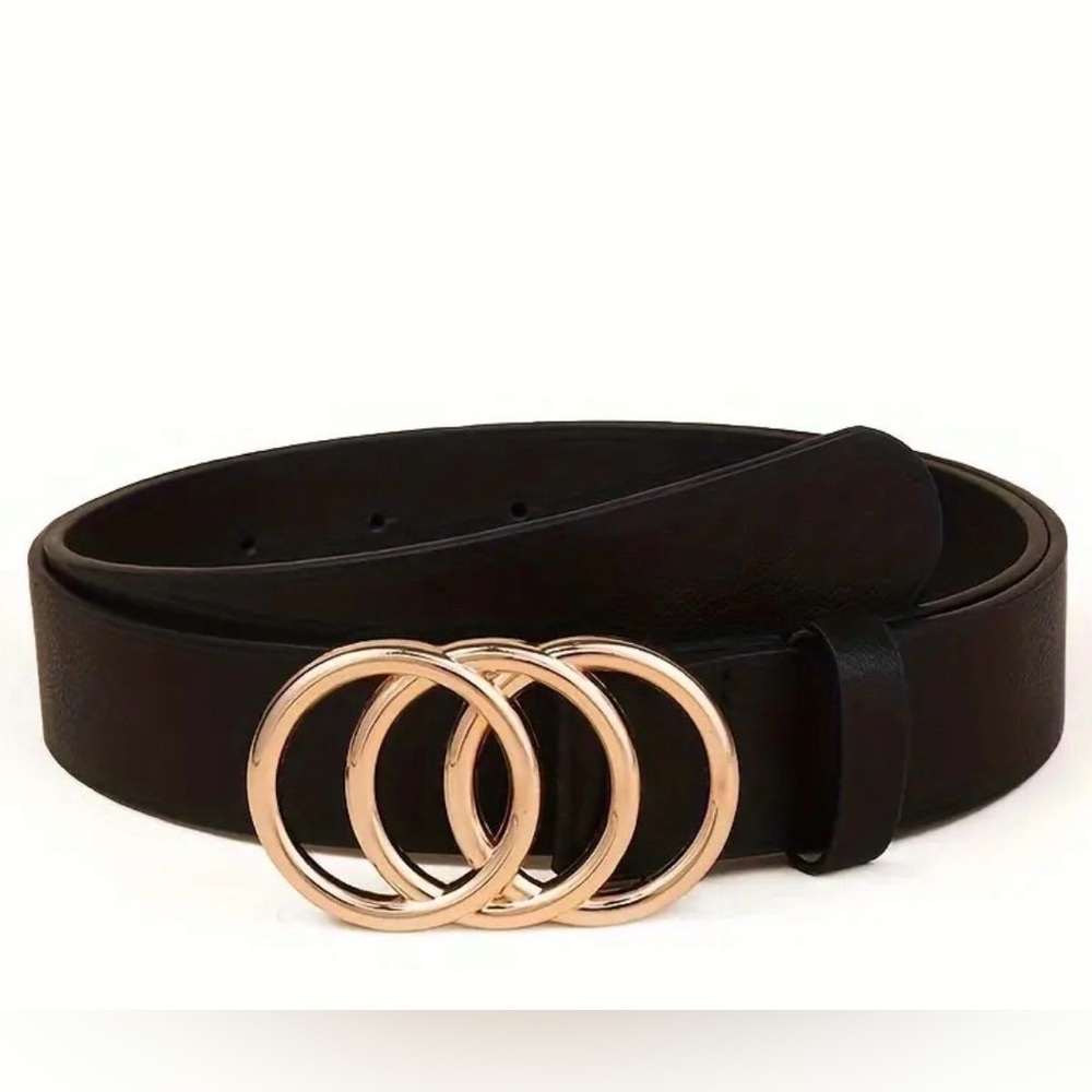 Elegant Black Belt with Gold Buckle